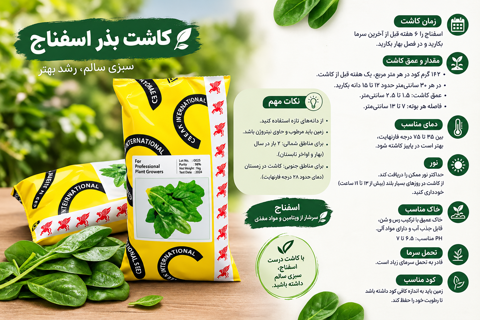 بذر اسفناج هیبرید اورینتال پراید